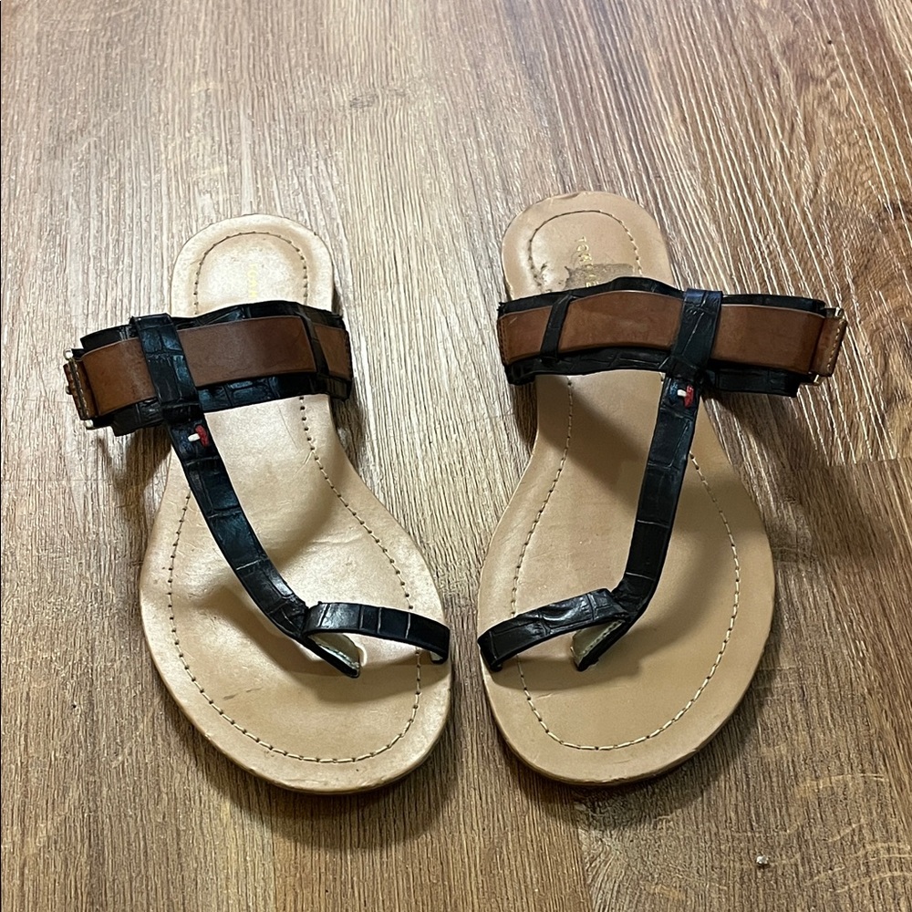 Tommy Hilfiger Black and Brown Sandals